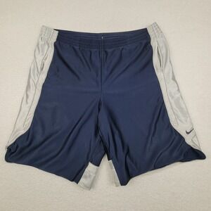 Nike Dri-Fit Basketball Shorts Navy Blue Silver Mens XXL Measures 41 x 11" *READ
